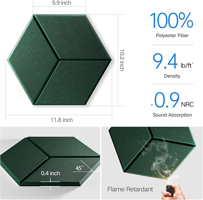 12 Pack Self-Adhesive Acoustic Panels 12" X 10" X 0.4" - Image 3