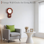 Regulator Wall Clock with Pendulum, Imitation Red Wood Plastic Wall Clock - Image 3