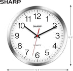 Sharp Wall Clock – Silver/Chrome, Silent Non Ticking 12 Inch Quality Quartz - Image 3