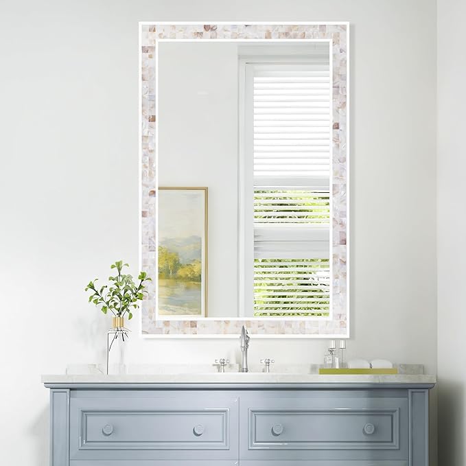 Tanmicoshomy Brown Shell Framed Rectangular Wall Mirrors - Image 6