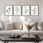 Framed Black and White Floral Wall Art by Cuspin