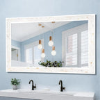 Tanmicoshomy 24 x 47 Inch White Rectangle Wall Mirror, Natual Shell Framed by Tanmicoshomy