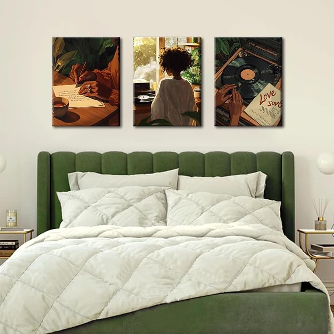 Black Woman Wall Art Set of 3 Fashion Black Girl Wall Decor, Trendy African - Image 8