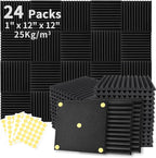 Focusound 24 Pack Acoustic Foam Panels 1" x 12" x 12" Sound Proof Foam Panles by Focusound
