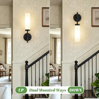 MOKATNG Wall Sconces Set of Two, Matte Black Bathroom Sconces - Image 8