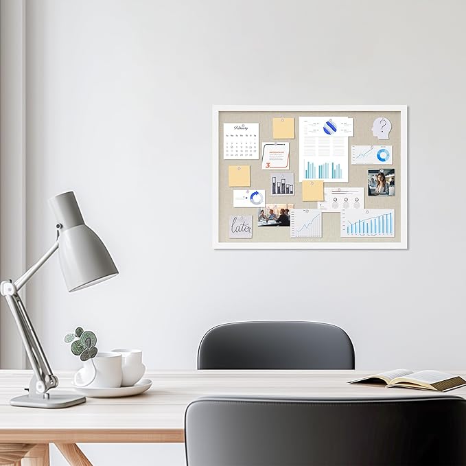 DAHAPYBOO Cork Board with Linen White 2Pack, Bulletin Board 23"x17" Hanging - Image 2