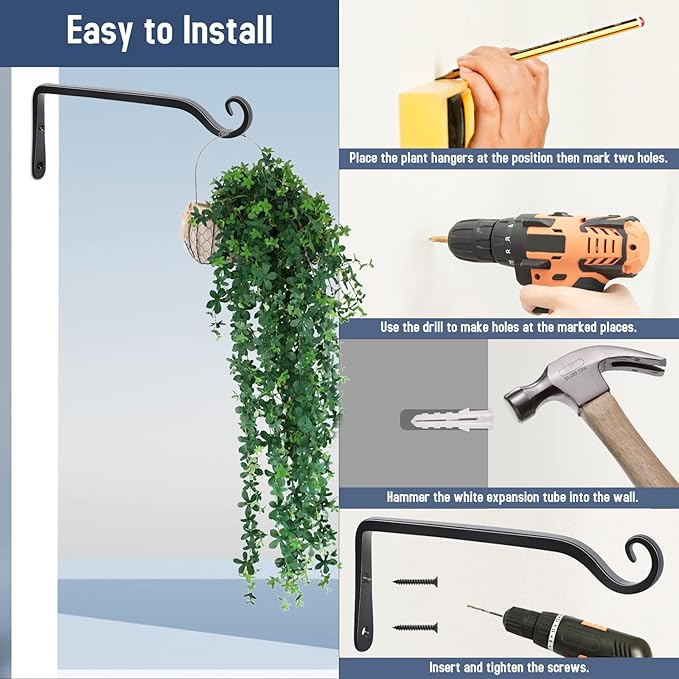 FEED GARDEN Wall Hooks for Hanging Plants 10 Inch - Image 6