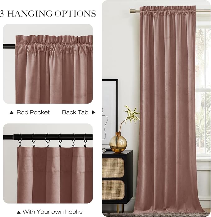 NICETOWN Dusty Pink Velvet Curtains - Image 7