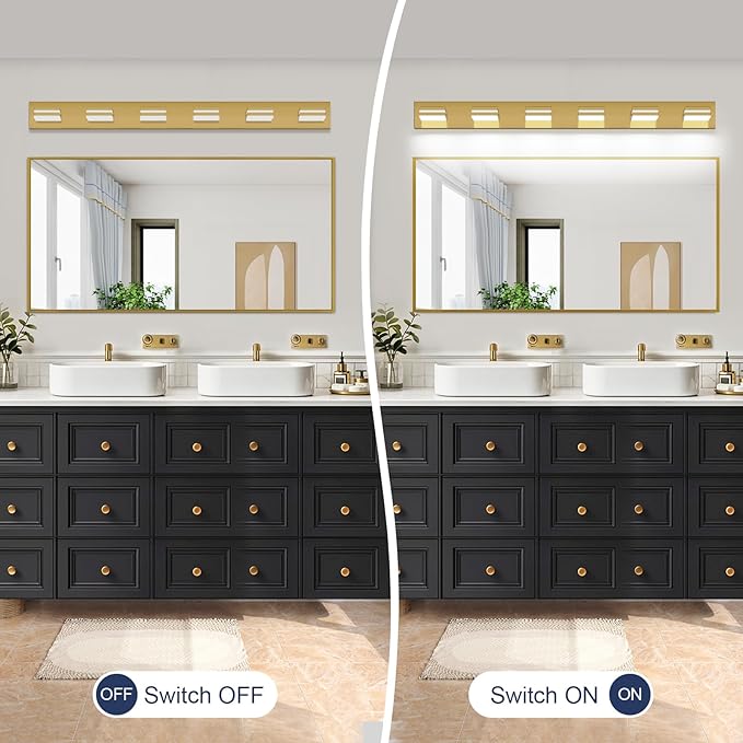 SineRise LED Modern Bathroom Vanity Light Fixtures, Brass Modern Acrylic - Image 6