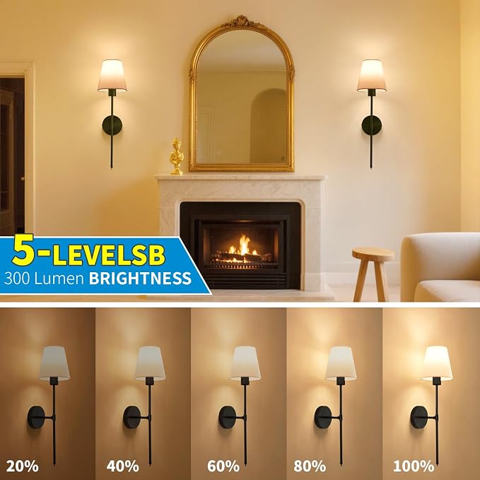 Wall sconces Set of Two Battery Operated – Rechargeable Wireless Wall Lights - Image 3