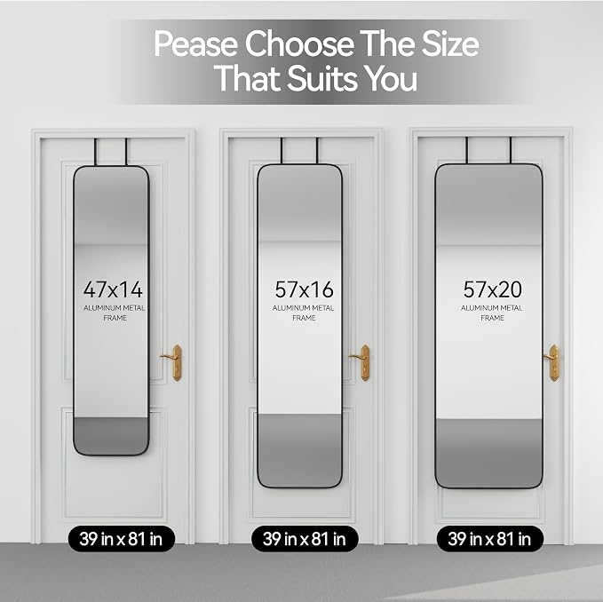 SCWF-GZ 57x16 Door Hanging Full Length Mirror, Floor Stand Wall Mounted Metal - Image 8