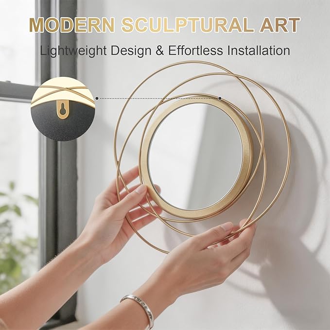 4 Piece Gold Round Wall Mirror Set Modern Metal Circle Home Decor - Image 5