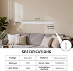 KELUOLY Modern Plug in Wall Lights, 31.4 inch Frosted White LED Long Wall Sconce - Image 3