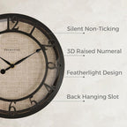 Presentime & Co 10" Farmhouse Series Wall Clock, Cottage Style, Faux Burlap - Image 2