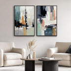 Large Framed Colorful Abstract Wall Art, Bright Blue Green Multicolor Pictures - Image 5