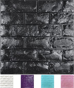 11PCS 3D Wall Panels Peel and Stick Faux Brick Wallpaper Black Self Adhesive by Yutianli