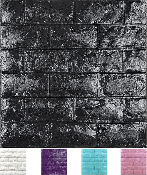 11PCS 3D Wall Panels Peel and Stick Faux Brick Wallpaper Black Self Adhesive by Yutianli