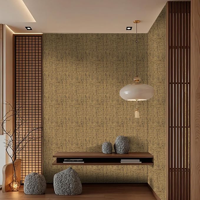 15.75"x393.7" Brown Wallpaper Peel and Stick Removable Grasscloth Textured Wall - Image 3