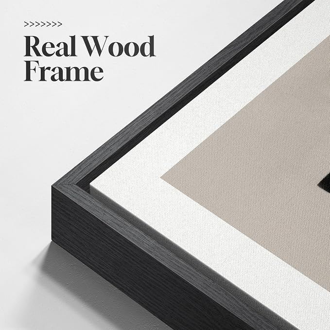 Large Framed Black and White Neutral Abstract Wall Art - Image 3