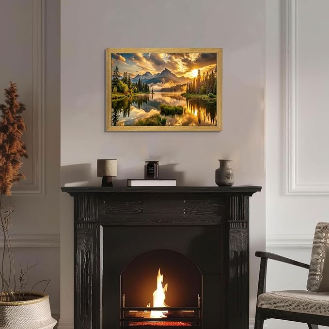 Framed Canvas Wall Art 12x16 Inch, Vintage Landscape Wall Art Decor, - Image 2
