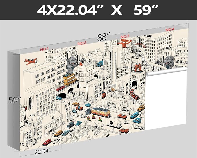 XMPMBM-Cartoon Comics City Nursery Room Fabric Wallpaper Kids Bedroom - Image 4