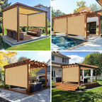 Custom Size Sesame Patio Shades Roll up Outdoor Roller Shade Crank Wand Blind - Image 5