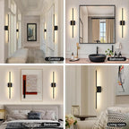 Wall Sconces Set of Two with Remote Control 29.1 in Dimmable Black Gold Battery - Image 7