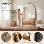 Antok 86" x46” Arched Full Length Floor Mirror, Free Standing/Wall Mount/Leaning - Image 4