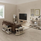 Furinno Turn-N-Tube No Tools Modern Oval Side Table, Bauhaus Oak/Beige - Image 4
