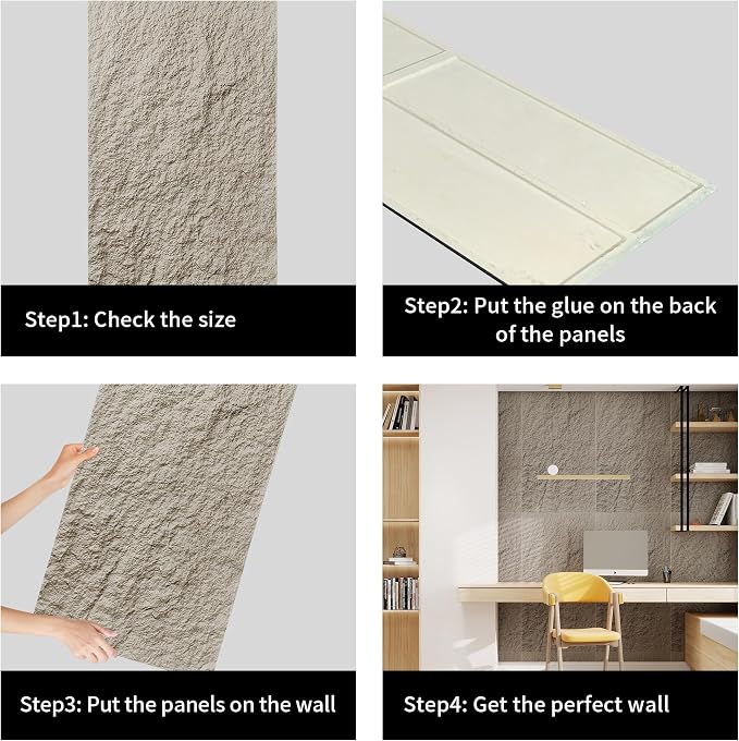 4PCS PU Wall Panels Stone Texture - Image 4