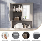 Bathroom Wall Cabinet with Mirror, Bathroom Mirror Cabinet Wall Mounted - Image 6