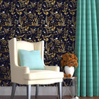Extra Long Dark Navy Vintage Floral Wallpaper 17.5In x 393In Boho Peelable - Image 6