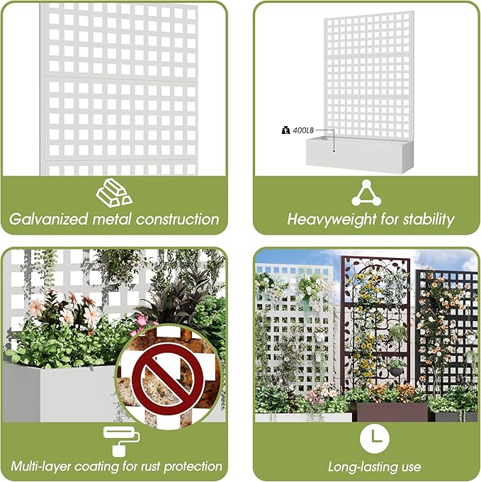 Metal Planter Box with Trellis, Planter Box Trellis with Privacy Screen and - Image 4