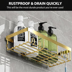 Moforoco Shower Caddy Shelf Organizer Rack, Self Adhesive Black Bathroom - Image 5