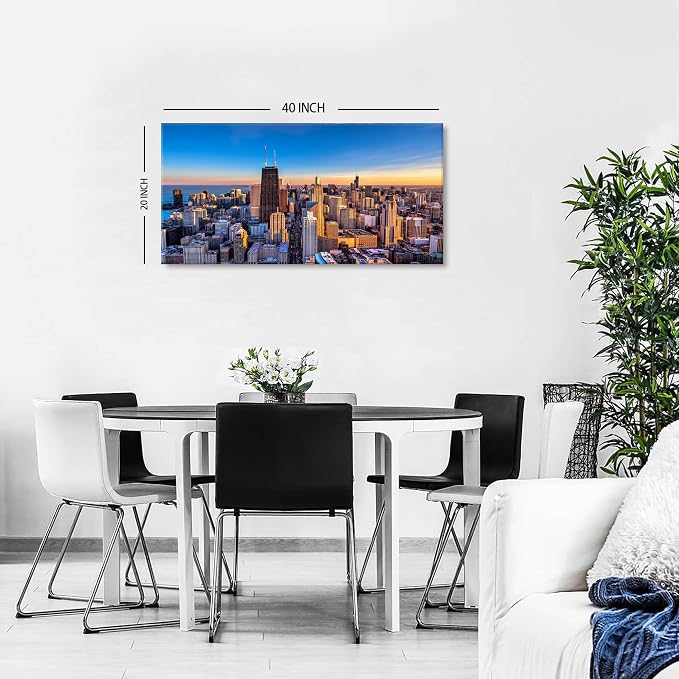 AIYISU Sunset Chicago Wall Art USA City Wall Decor Chicago Skyline Picture - Image 6