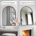 28" x 36" Black Arched Mirror, Large Arch Bathroom Wall Mirror, Metal Frame - Image 2