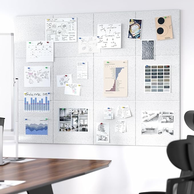 Neatsure Large Cork Board for Wall, 12 Panels Felt Tiles Tack Push Pin Board - Image 5