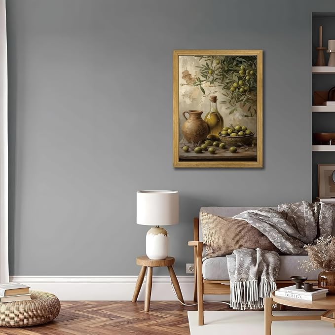 Wood Framed Olive Kitchen Wall Art, Vintage Rustic Still Life Canvas Print - Image 7