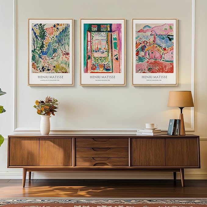 Framed Matisse Wall Art, 3 Piece Large Canvas Abstract Art Prints - Image 3