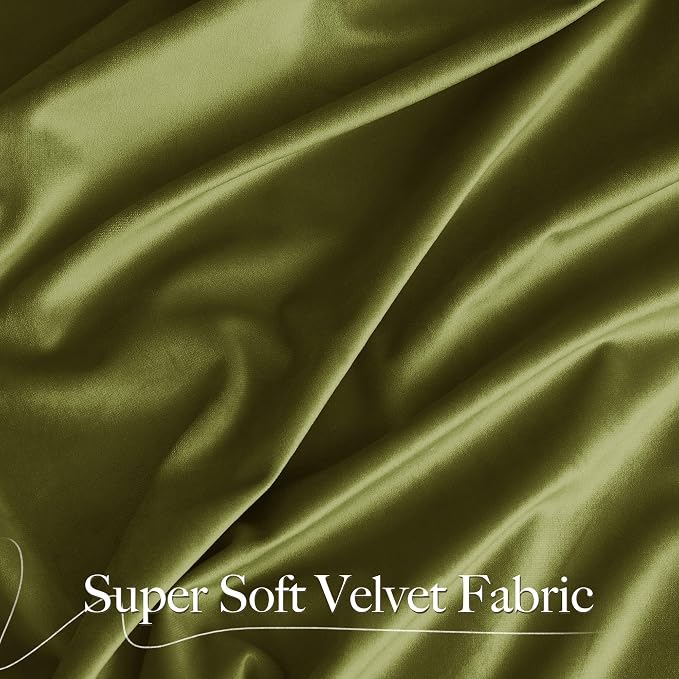 NICETOWN Moss Green Velvet Drapes 120 inch Long - Image 3