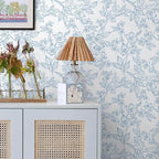 Ismoon Floral Wallpaper Peel and Stick Blue and White Contact Paper Vintage - Image 3