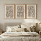 3 Piece Framed Neutral Botanical Wall Art Set, Large Farmhouse Floral Canvas - Image 2