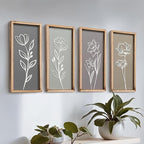 3D Wooden Floral Bathroom Wall Decor Lightweight, Ready-to-Hang Framed Wall Art by TideandTales