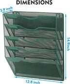 EASEPRES Magnetic 5 Pocket Mesh Hanging File Organizer, Wall Mounted Mail Paper - Image 3