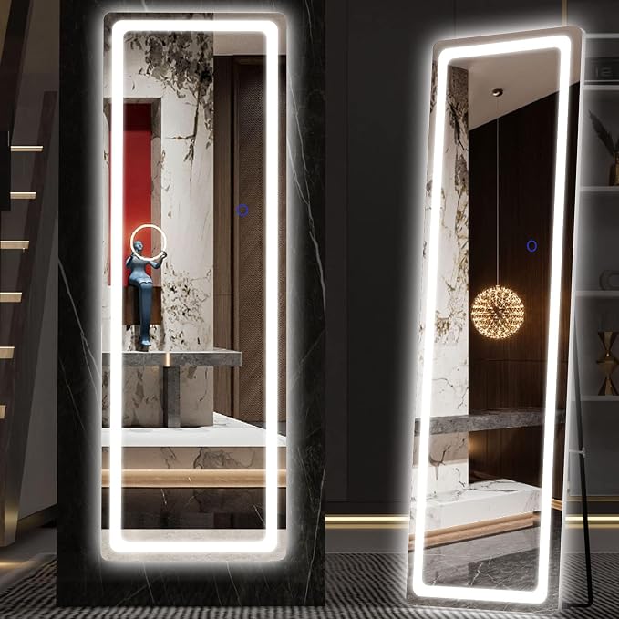 Hasipu Full Length Mirror with Lights, Full Body Dressing Standing, Hanging by Whatssuitableisthebest