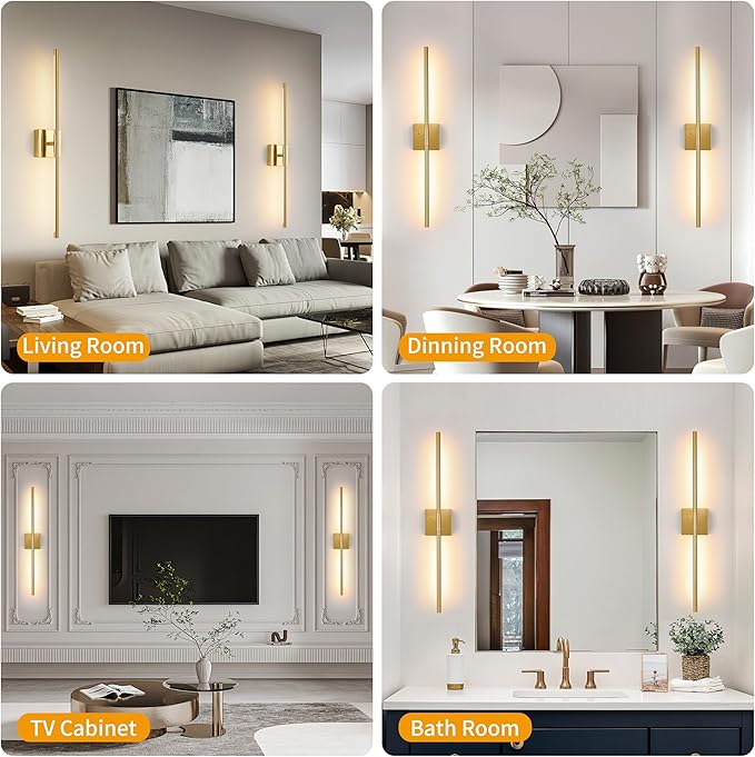 Morauroral Gold Battery Operated Wall Sconces, Dimmable Wall Sconces - Image 4