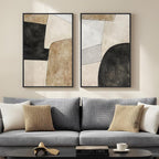 Framed Beige Black Abstract Wall Art - Image 3