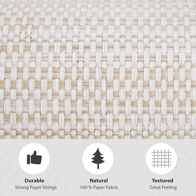 Ansehan Grasscloth Textured Wallcovering W1310 Oxford, Non Prepasted Natural - Image 5