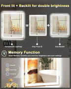 24x36 LED Bathroom Mirror with Lights, Super Bright Front & Backlit Vanity - Image 3