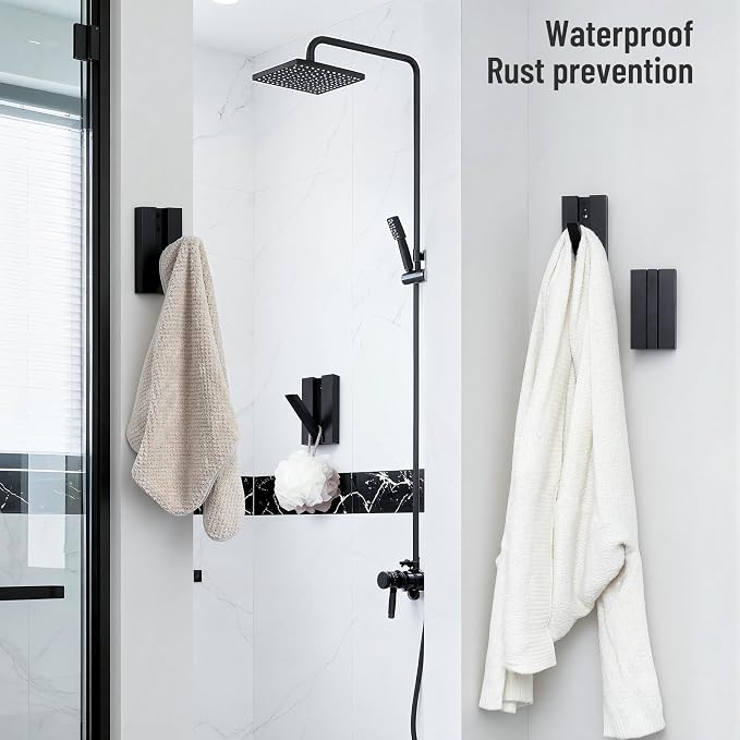 Folding Wall Hooks 4Pack: Black Modern Wooden Coat Hooks Mount - Image 7